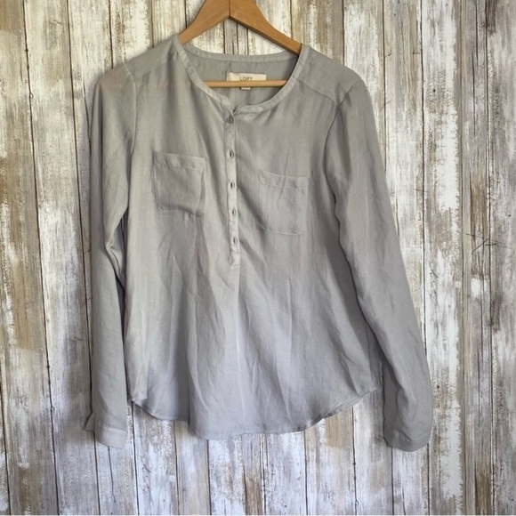 LOFT Tops - Loft Grey Long Sleeve Blouse